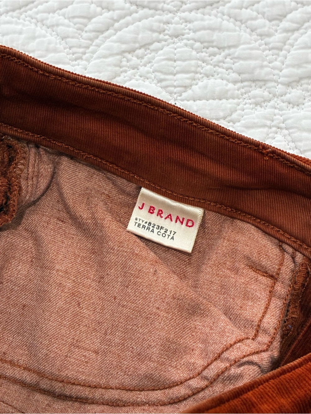 J Brand 823 Terra Cota Corduroy Flare Pants Size 25 Rust Brown Bell Bottoms - Picture 8 of 8